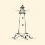 Pencil Dotwork Outline Lighthouse Tattoo
