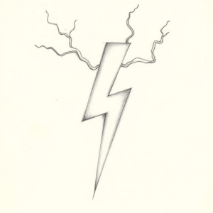 Pencil Dotwork Outline Lightning Tattoo