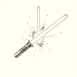 Pencil Dotwork Outline Lightsaber Tattoo