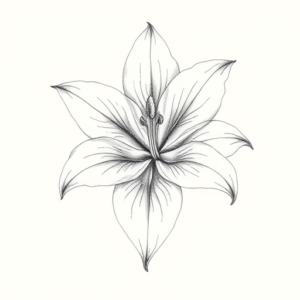 Pencil Dotwork Outline Lily Tattoo