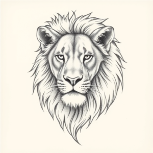 Pencil Dotwork Outline Lion Tattoo