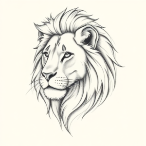 Pencil Dotwork Outline Lioness Tattoo