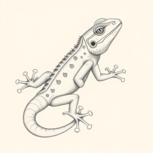 Pencil Dotwork Outline Lizard Tattoo