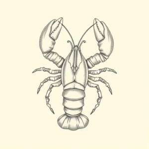 Pencil Dotwork Outline Lobster Tattoo