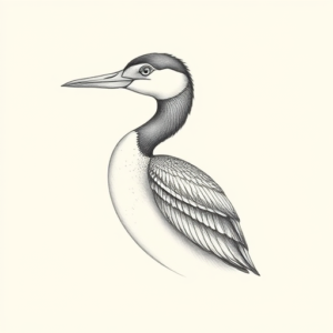 Pencil Dotwork Outline Loon Tattoo