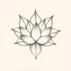 Pencil Dotwork Outline Lotus Tattoo