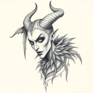 Pencil Dotwork Outline Maleficent Tattoo