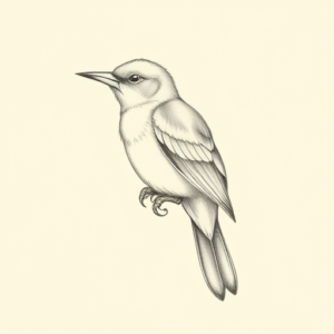 Pencil Dotwork Outline Mockingbird Tattoo