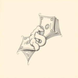 Pencil Dotwork Outline Money Tattoo