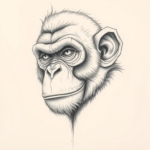 pencil-dotwork-outline-monkey-tattoo