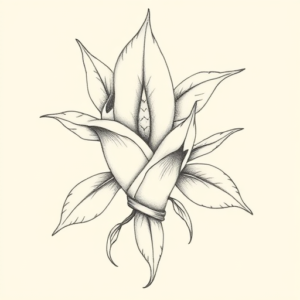 Pencil Dotwork Outline Monstera Tattoo