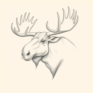 Pencil Dotwork Outline Moose Tattoo