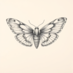 Pencil Dotwork Outline Moth Tattoo