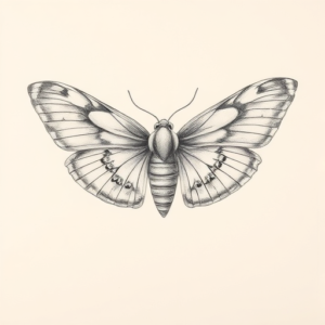 Pencil Dotwork Outline Moth Tattoo