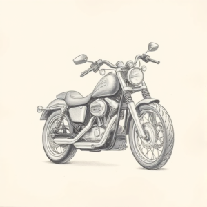 Pencil Dotwork Outline Motorcycle Tattoo