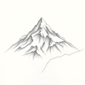 Pencil Dotwork Outline Mountain Tattoo