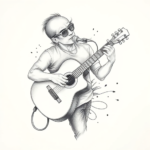 Pencil Dotwork Outline Music Tattoo