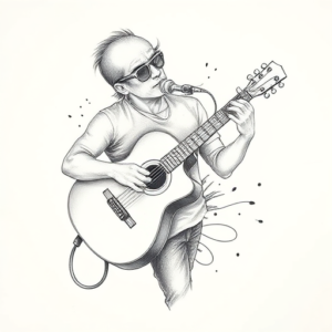 Pencil Dotwork Outline Music Tattoo