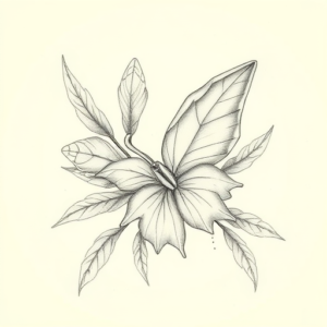 Pencil Dotwork Outline Nature Tattoo