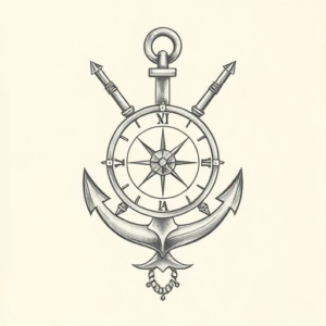 Pencil Dotwork Outline Nautical Tattoo