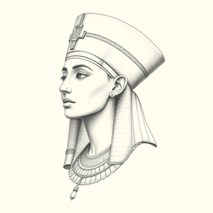 Pencil Dotwork Outline Nefertiti Tattoo