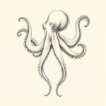 Pencil Dotwork Outline Octopus Tattoo