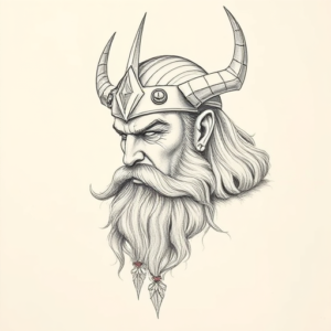 Pencil Dotwork Outline Odin Tattoo