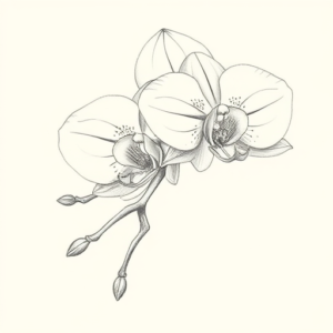 Pencil Dotwork Outline Orchid Tattoo