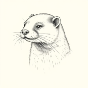 Pencil Dotwork Outline Otter Tattoo