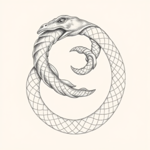 Pencil Dotwork Outline Ouroboros Tattoo