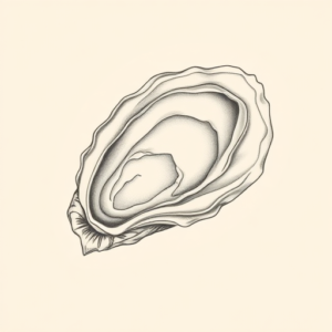 Pencil Dotwork Outline Oyster Tattoo