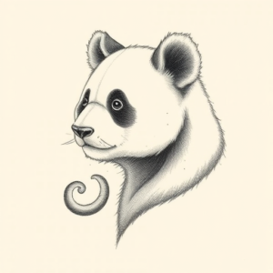 Pencil Dotwork Outline Panda Tattoo
