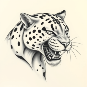 Pencil Dotwork Outline Panther Tattoo