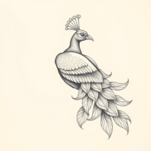 Pencil Dotwork Outline Peacock Tattoo