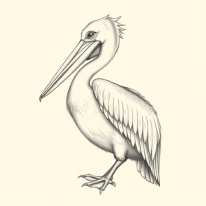 Pencil Dotwork Outline Pelican Tattoo