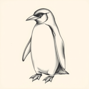 Pencil Dotwork Outline Penguin Tattoo