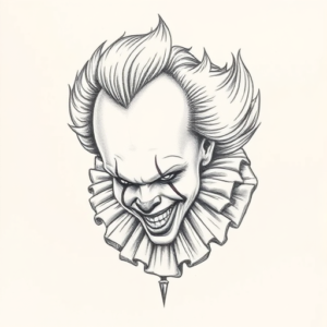 Pencil Dotwork Outline Pennywise Tattoo