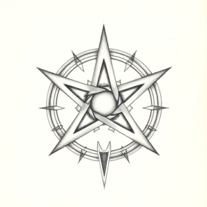 Pencil Dotwork Outline Pentagram Tattoo