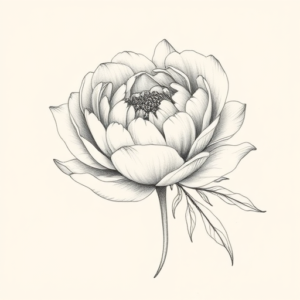 Pencil Dotwork Outline Peony Tattoo