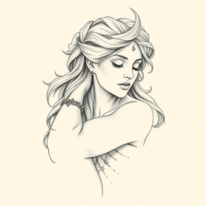 Pencil Dotwork Outline Persephone Tattoo