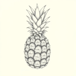 Pencil Dotwork Outline Pineapple Tattoo