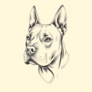 Pencil Dotwork Outline Pitbull Tattoo