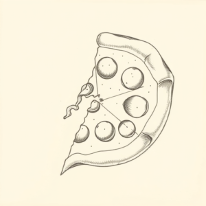 Pencil Dotwork Outline Pizza Tattoo