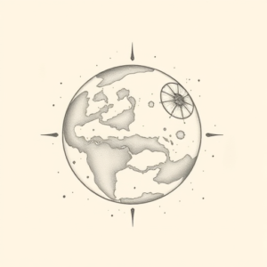 Pencil Dotwork Outline Planet Tattoo