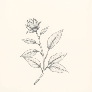 Pencil Dotwork Outline Plant Tattoo