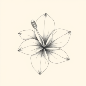 Pencil Dotwork Outline Plumeria Tattoo