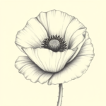 Pencil Dotwork Outline Poppy Tattoo
