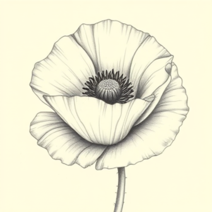 Pencil Dotwork Outline Poppy Tattoo