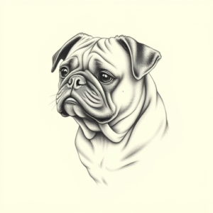 Pencil Dotwork Outline Pug Tattoo