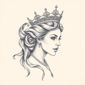 Pencil Dotwork Outline Queen Tattoo
